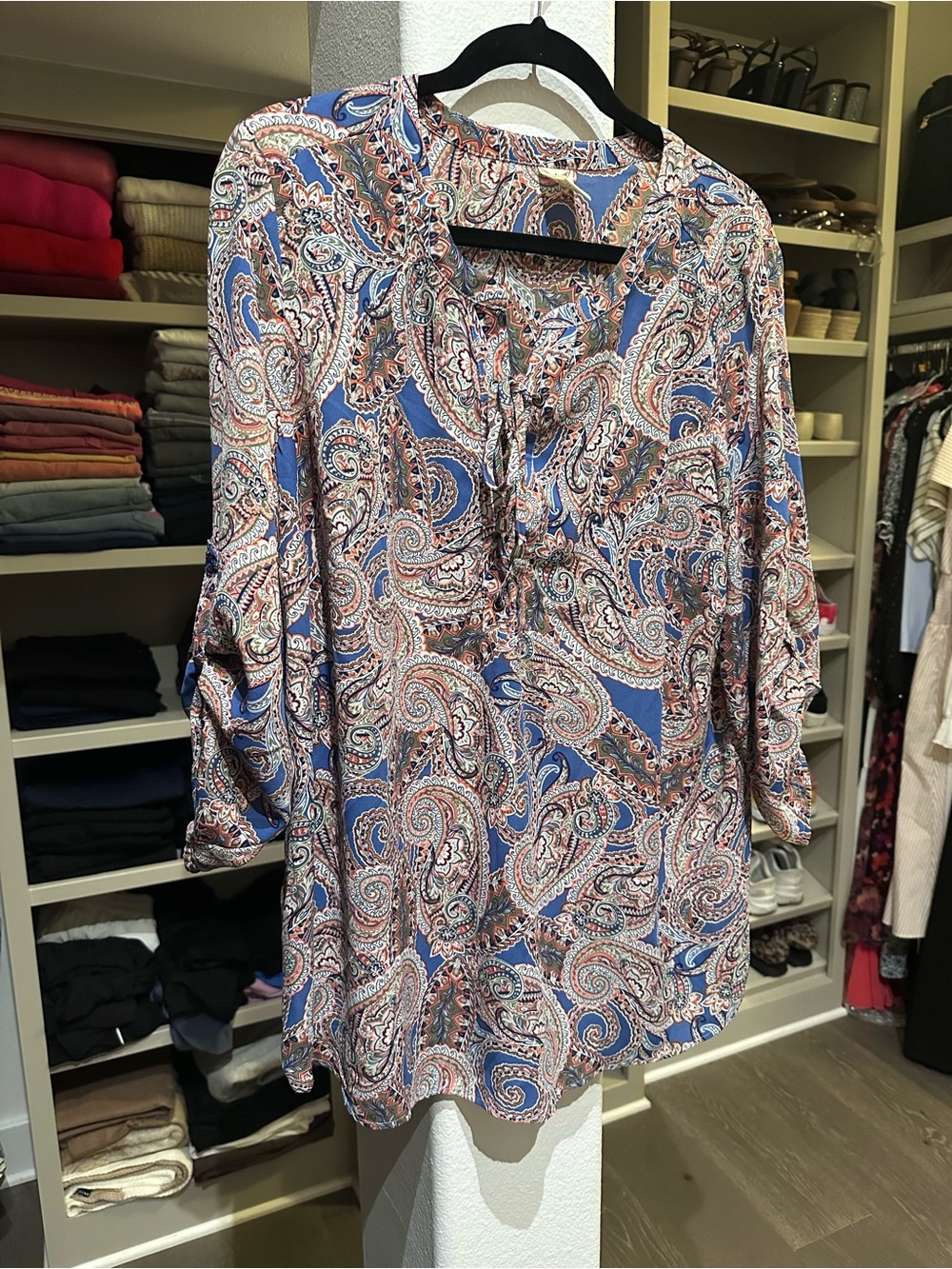 Vintage Paisley Tie-Neck Blouse/Tunic